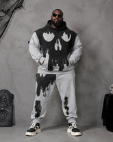 Big & Tall Men's Skull Melting Drop Print Hoodie Set
