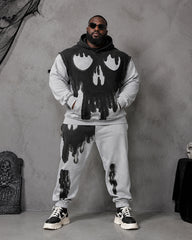 Big & Tall Men's Skull Melting Drop Print Hoodie Set