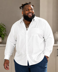 Big & Tall Men's Solid Color Pocket Lapel Long Sleeve Shirt