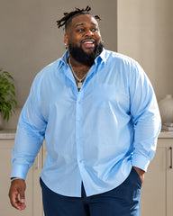 Big & Tall Men's Solid Color Pocket Lapel Long Sleeve Shirt