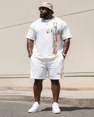 Big & Tall Men's Faith Crowd Silhouette Cross Printed Crewneck Short Sleeve T-Shirt Shorts Set