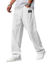 S-5XL Men's Casual Cotton Linen Loose Straight Pants