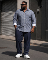 Big & Tall Men's Dark Plaid Print Long Sleeve Shirt Pants Set