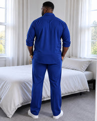 Big & Tall Men's Royal Blue Long Sleeve Shirt Pants Set