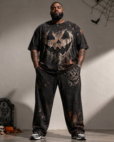 Big & Tall Men's Halloween Pumpkin Ghost Print T-Shirt Pants Set