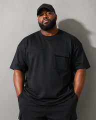 M-8XL Ice Silk Workwear Pocket Short-sleeved T-shirt