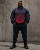 Big & Tall Men's Vintage Celtic Knot Print Half Zip Sweat Set