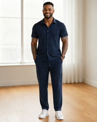 Simple Solid Color Couple Casual Suit