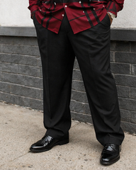 Big & Tall Men's Red And Black Check Small Cross Printed Long Sleeve Shirt Trousers Set