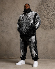 Big & Tall Men's Double Eagle Celtic Cross Print Half Zip Sweat Set