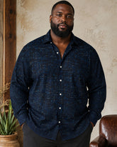 Big & Tall Men's Fine Mesh Jacquard Long Sleeve Shirt