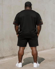 Big & Tall Men’s Thorned Cross JESUS Letter Print Crew-Neck Short-Sleeve T-Shirt And Shorts Set