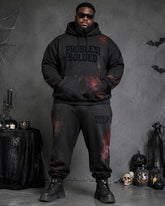Big & Tall Men's “Dark Bloodstain” PROBLEM SOLVED Gothic Letter Print Hoodie Set