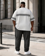 Big & Tall Men's Grey Patchwork Printed T-Shirt Pants Set