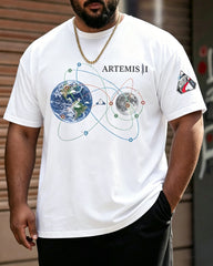 Big & Tall Men's Lunar Space Flight Print Crewneck Short Sleeve T-Shirt
