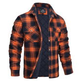 Men's Flannel Shirt Jacket with Quilted Lined Long Sleeve Plaid Coat