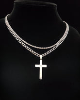 Big & Tall Men's Cross Pendant & Cuban Chain Necklace Set