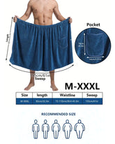 1pc 82*155cm 280gsm suitable for M-XXXL Men's bath skirt bath towel plus size bath skirt suitable for home, travel, steaming, spa, beach, 32.28*61in
