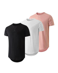 S-4XL Men's Three-Piece Hip-Hop Style Long Pullover T-Shirt