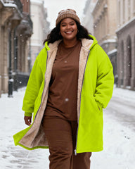 Women's Solid Color Velvet Thickened Long Hooded Coat