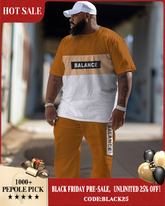 Men's Big and Tall Street Color Matching Casual Two-piece Set