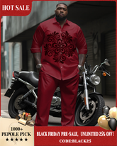 Men's Plus Size 2 Piece Outfit Retro Long Sleeve Shirt and Pants Set