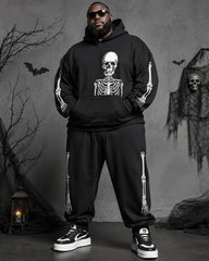 Big & Tall Men's Full Body Skeleton Skull Print Hoodie Set