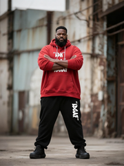 Big & Tall Men's Street Fashion Black Red Attitude Letter Print Hoodie Suit