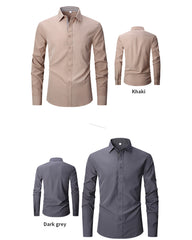 Business Solid Color Slim Long Sleeve Shirt S-4XL