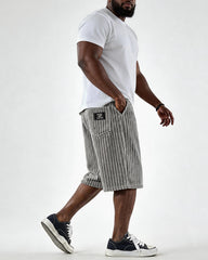 S-5XL Men's Corduroy Vertical Striped Shorts