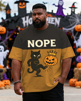 Big & Tall Men's Halloween Cat Fun Crown Print Short Sleeve Tee