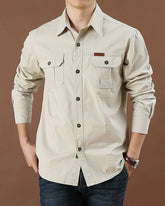 Big & Tall Men's Solid Color Pocket Long Sleeve Shirt M-6XL