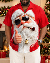 Big & Tall Men's Fun Santa Claus with Sunglasses Short Sleeve Shirt