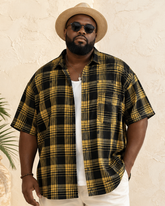 M-4XL Lapel Plaid Shirt