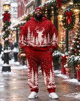 Big & Tall Men's Christmas Reindeer Forest Hoodie Set