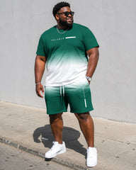 Big & Tall Men’s Gradient Letter-Print Crew-Neck Short-Sleeve T-Shirt And Shorts Set