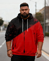 Big & Tall Men's Black & Red Graffiti Print Hoodie