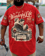 Big & Tall Men's It's A Wonderful Life Christmas Print Cotton T-Shirt