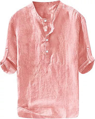 S-6XL Men’s Plain Stand-up Collar Long-sleeved Shirt