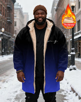 Big & Tall Men's Gradient King Alphabet Printed Velvet Thickened Long Hooded Exterior