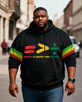 Big & Tall Men's "equality Is Greater Than Differences" Green, Yellow And Red Color Symbol Printed Hoodie