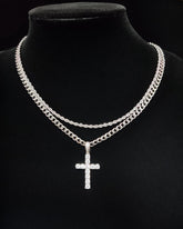 Big & Tall Men's Hip Hop Twist Chain Necklace & Rhinestone Cross