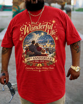 Big & Tall Men's Retro It's A Wonderful Life Christmas Print Cotton T-Shirt