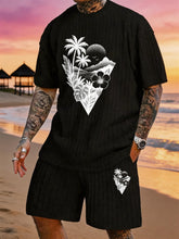 Island Triangle Coconut Grove Tree Print Textured Fabric Plus-Size Resort Set