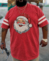 Big & Tall Men's Vintage Santa Claus Stripes T-Shirt
