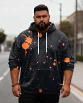 Big & Tall Men's Orange Splash-Ink Graffiti-Print Hoodie