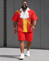 Big & Tall Men's Christmas Captain Hook Peter Pan Inspired Short Sleeve Shirt Shorts Set
