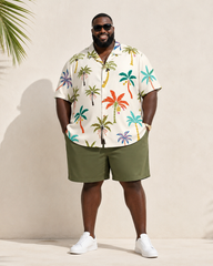 Big & Tall Men's Colorful Coconut Print Short Sleeve Shirt Shorts Set