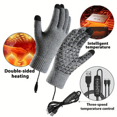 Winter Men's Fleece-lined Thickened Outdoor Riding Knitted Gloves Cold-proof Non-slip Touch Screen Gloves