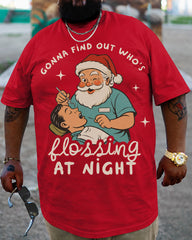 Big & Tall Men's Funny Dental Santa Cotton T-Shirt